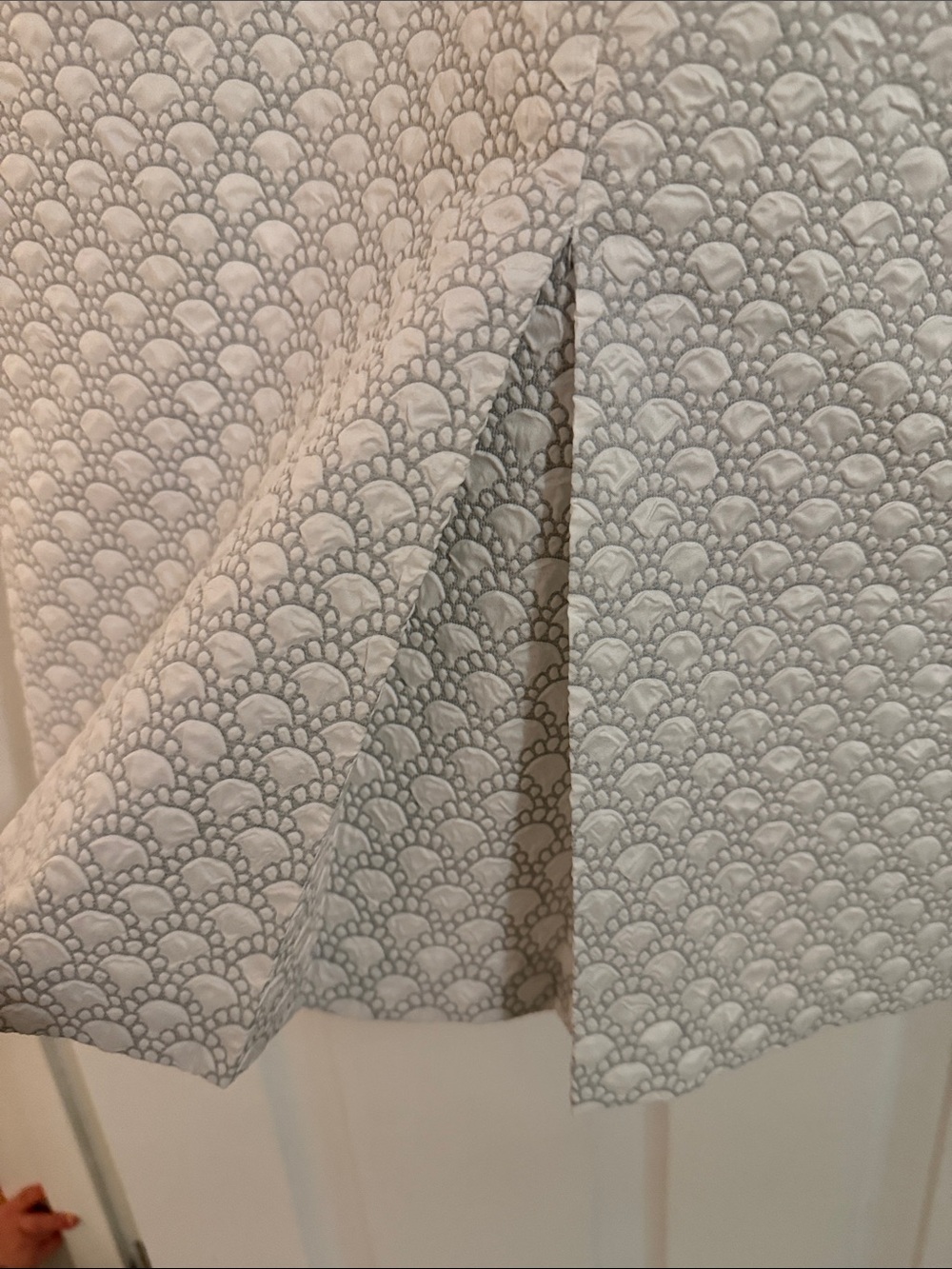 White & Grey Textured Long Sleeve Midi Dress - Picture 5 of 8